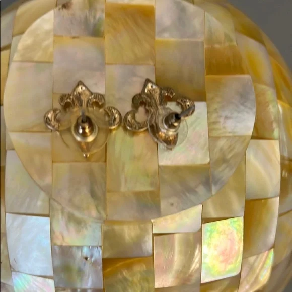 Gold Fleur-de-Lis Stud Earrings - Picture 4 of 5